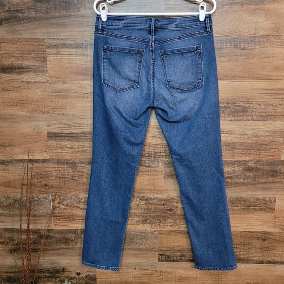Loft Jeans Size 6 Low Rise Curvy Straight Medium Dark Wash Stretch Denim - Picture 2 of 10